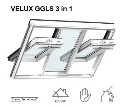 Fereastra mansarda VELUX GGLS 3in1 - maner sus