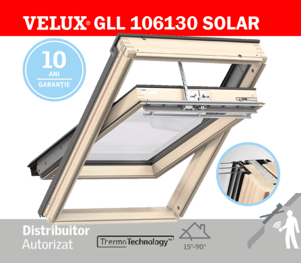 Velux GLL 106130 - Fereastra mansarda SOLARA, geam din 3 foi de sticla