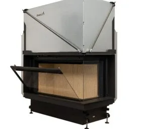 Focar de șemineu - Quattro 90 R Premium Edition – Colț panoramic dreapta, 2 suprafețe vitrate, 14.8 KW, randament >80%