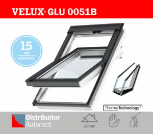 Fereastra mansarda VELUX GLU 0051B poliuretan, 2 sticle, maner jos
