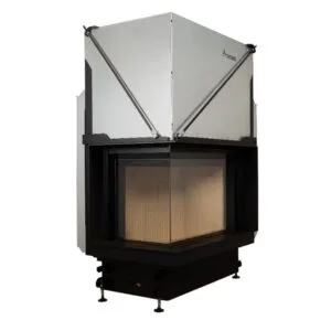 Focar de șemineu - Quattro 50 L Premium Edition – Colț panoramic stânga, 2 suprafețe vitrate, 12 KW, randament >80%