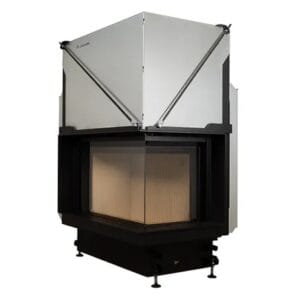 Focar de șemineu - Quattro 50 R Premium Edition – Colț panoramic dreapta, 2 suprafețe vitrate, 12 KW, randament >80%