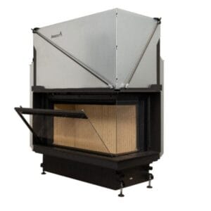 Focar de șemineu - Quattro 90 R Premium Edition – Colț panoramic dreapta, 2 suprafețe vitrate, 14.8 KW, randament >80%