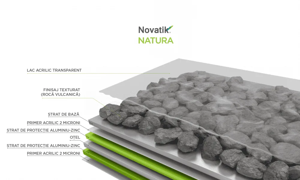 Novatik NATURA STONE - Tigla metalica cu roca vulcanica - imagine 4