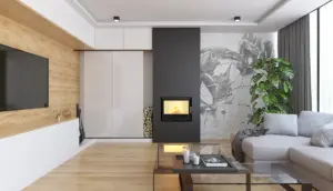 Casetă șemineu pe lemne HITZE CUBO 700 – beton negru