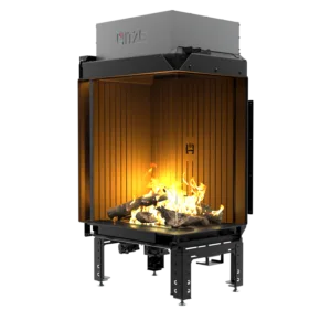 Focar șemineu pe gaz HITZE CALMA 65 – vitraj lateral dreapta, tablă neagră, telecomanda + MODUL Wifi + LED