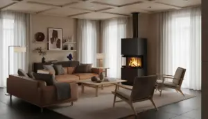 Focar șemineu pe lemne HITZE ALBERO AL9C.H-D-BOX/B – trei laturi, carcasă neagră